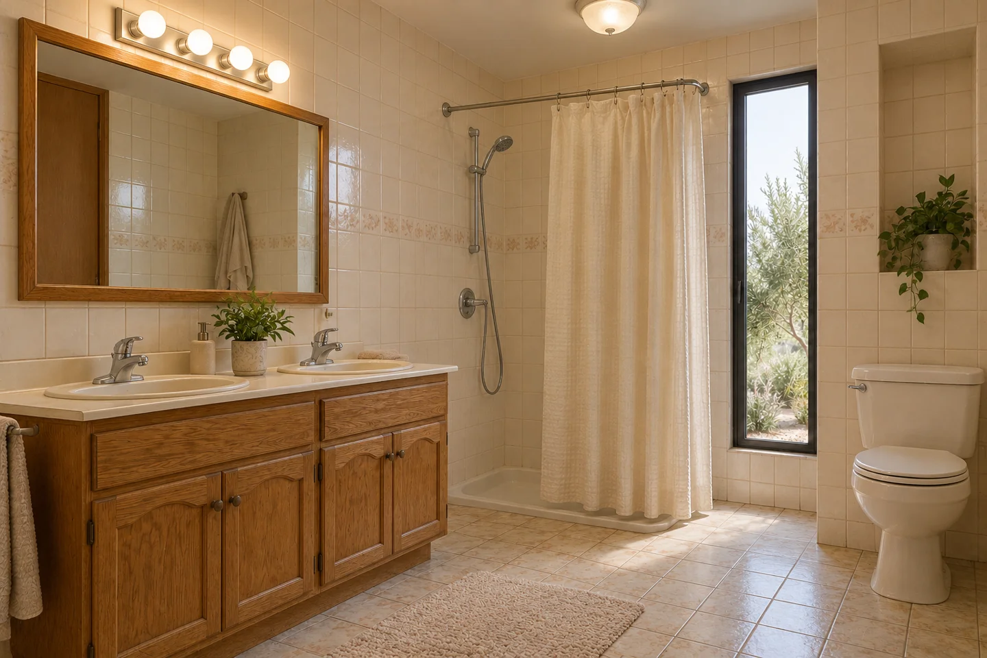 Antes: simulación de un baño antiguo