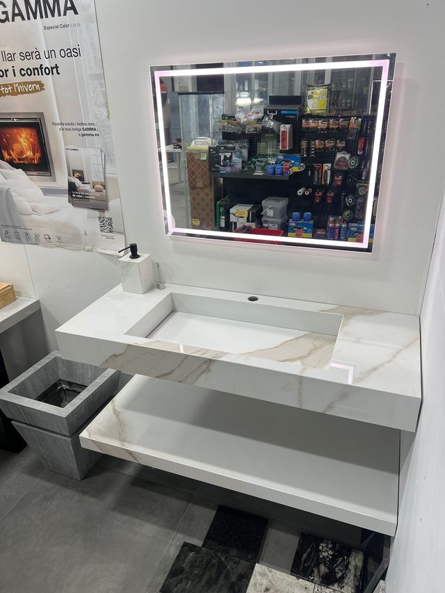 Pica de porcelánico para mueble de baño