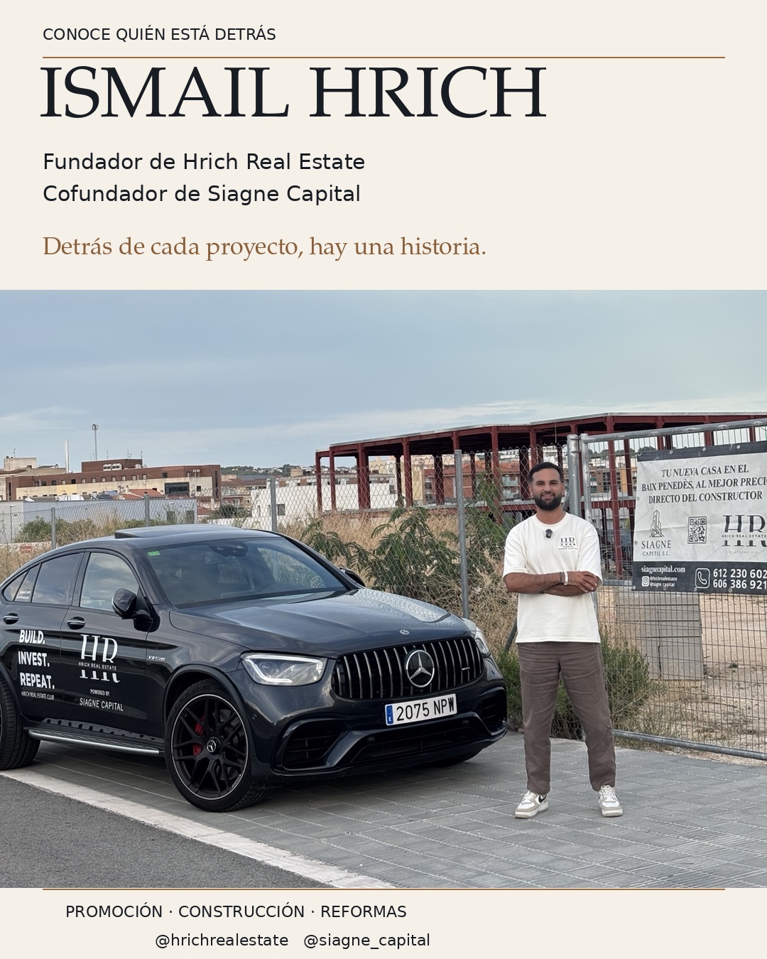 Ismail Hrich junto a uno de sus proyectos en el Baix Penedès