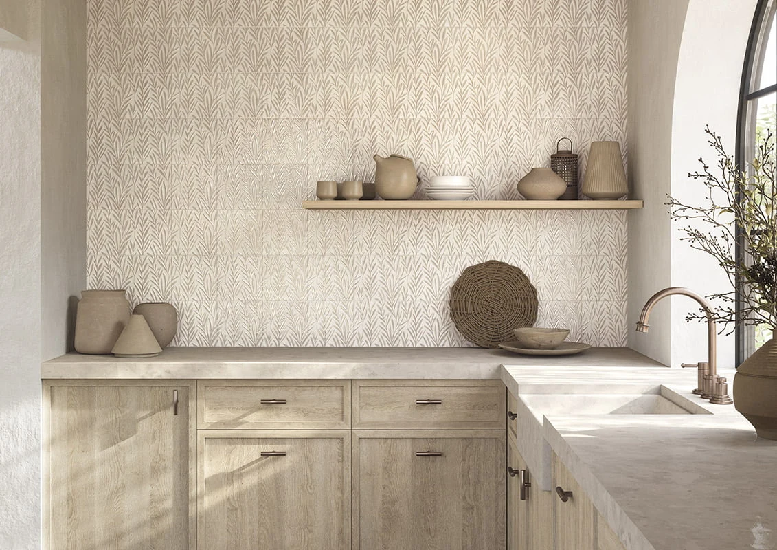 Cocina con revestimiento Mainzu Eden Amber 20 × 20 cm
