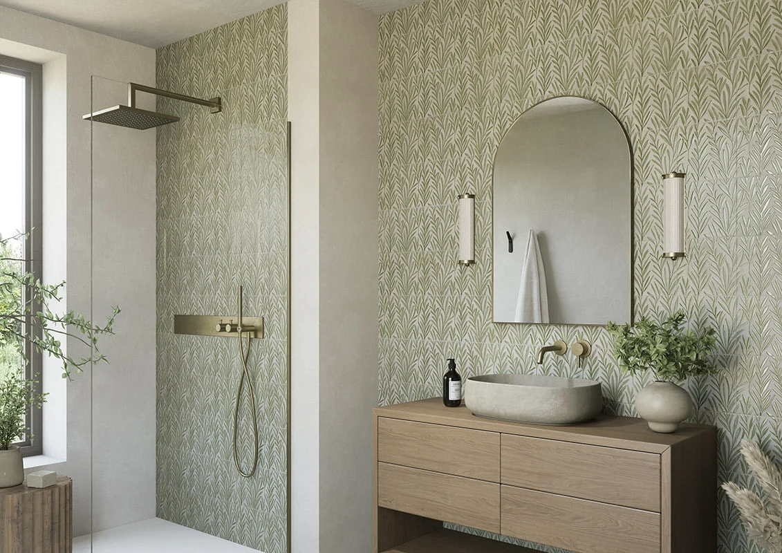 Baño con cerámica decorativa Mainzu Eden Vineyard 20 × 20 cm